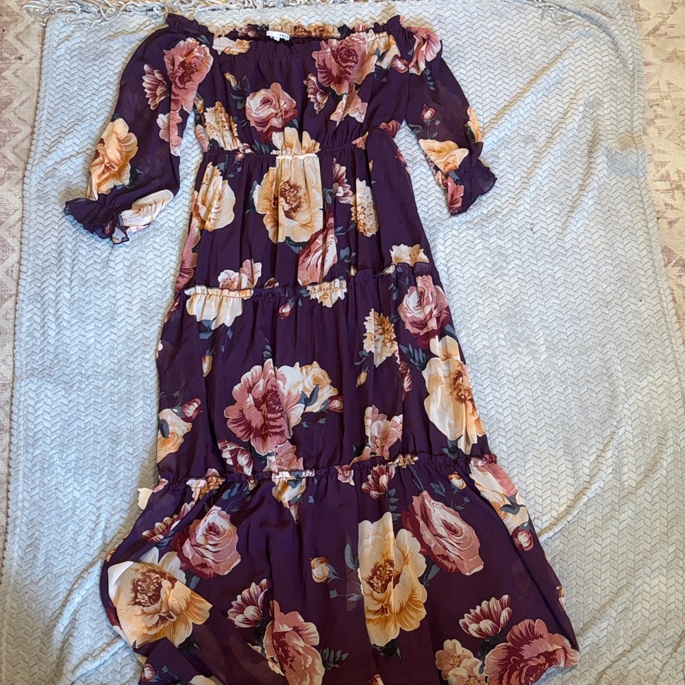 Baltic Born Purple Floral Long Sleeve Dress